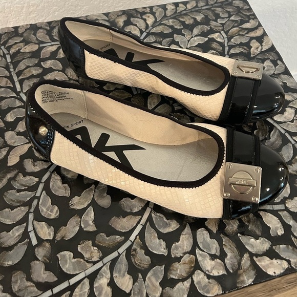 Anne Klein Sport Shoes - Anne Klein Sport Faux Snake Black Patent Leather Cap Toe Buckle Ballet Flat